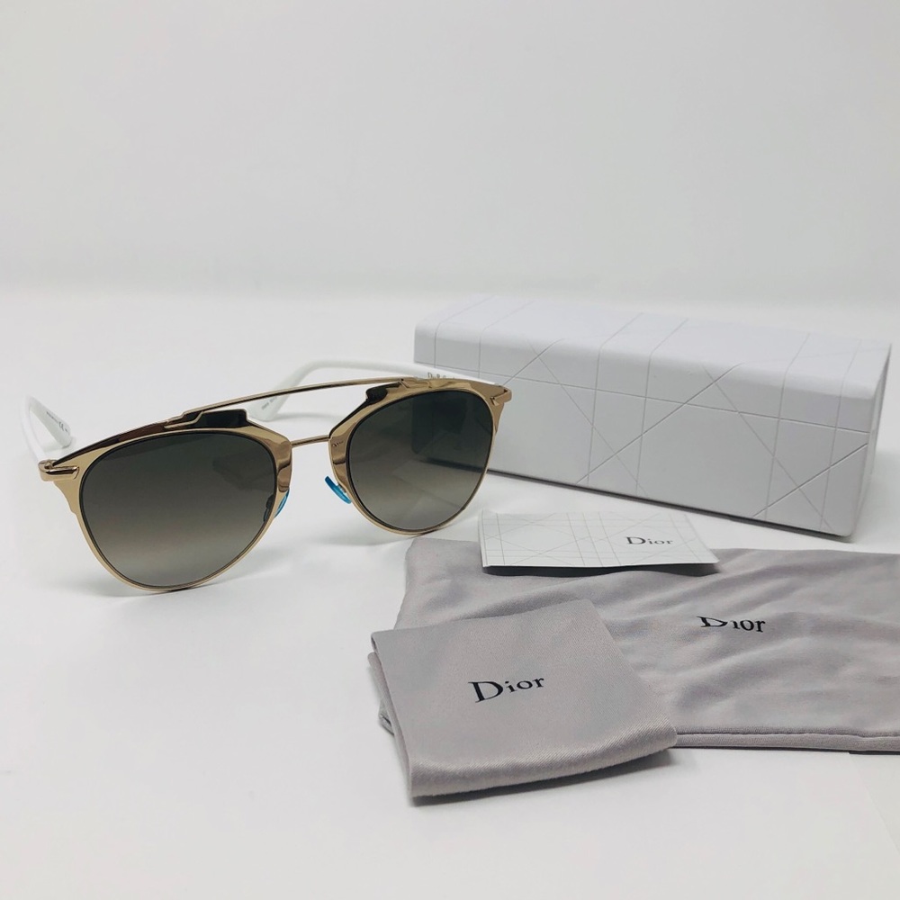 DIOR REFLECTED 52MM SUNGLASSES (WHITE/GOLD)